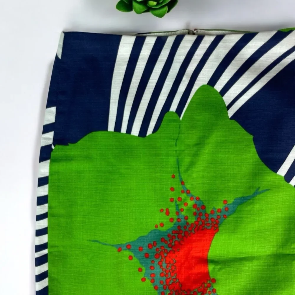 J. Crew Ratti Floral Stripes Grass Cloth Pencil Skirt